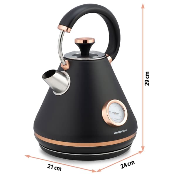 Elkedel med termometer 1,7L Berdsen BD-701 sort