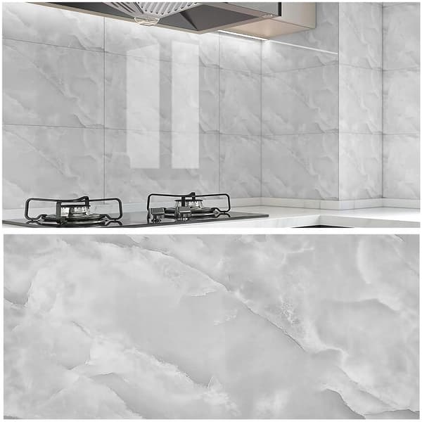 SELVKLÆBENDE PANEL GRÅ MARMOR PVC LAMINAT GLANS 80x40 cm panel9