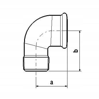 SORT NIPPELALBUE 1/2 TOMMER DN15 90°