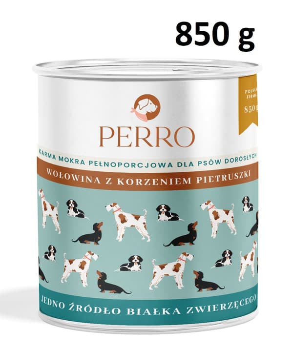 Perro våtfoder för hund med nötkött och persiljerot, 6x850g
