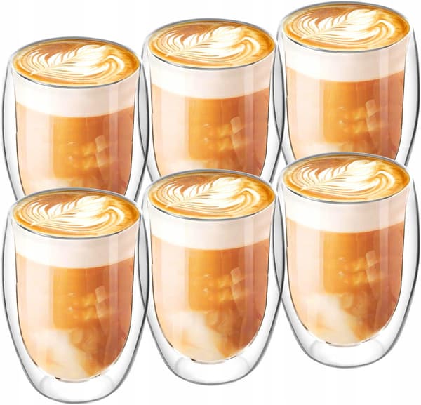 6x termosglas för kaffe, latte, drycker 350ml certifierade