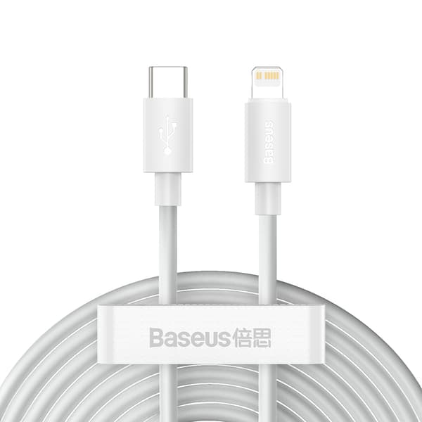 2x Simple Wisdom iPhone Lightning - USB-C 20W -kaapeli 1,5 m - Valkoinen