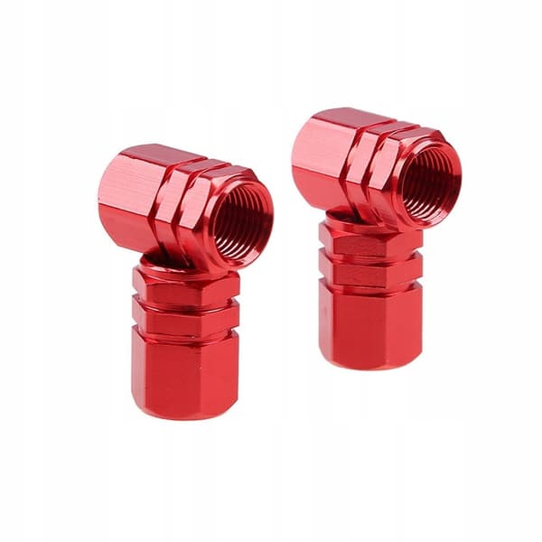 Røde ventilnødder 4 stk aluminium