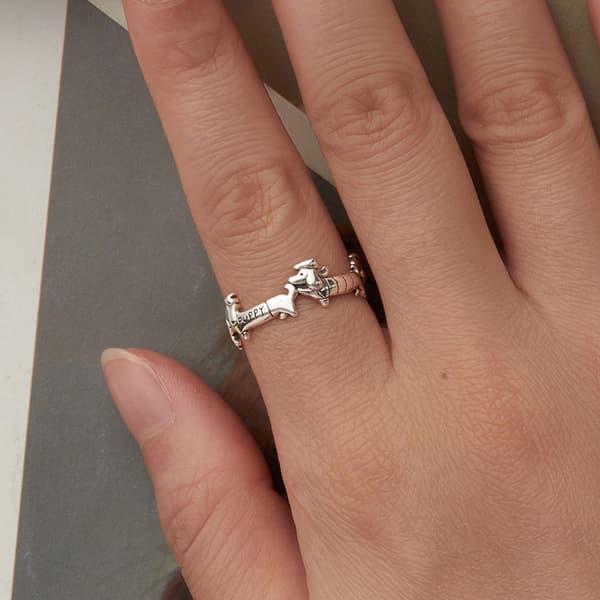 Silverring Justerbar Hundring 925 Silver Trusky