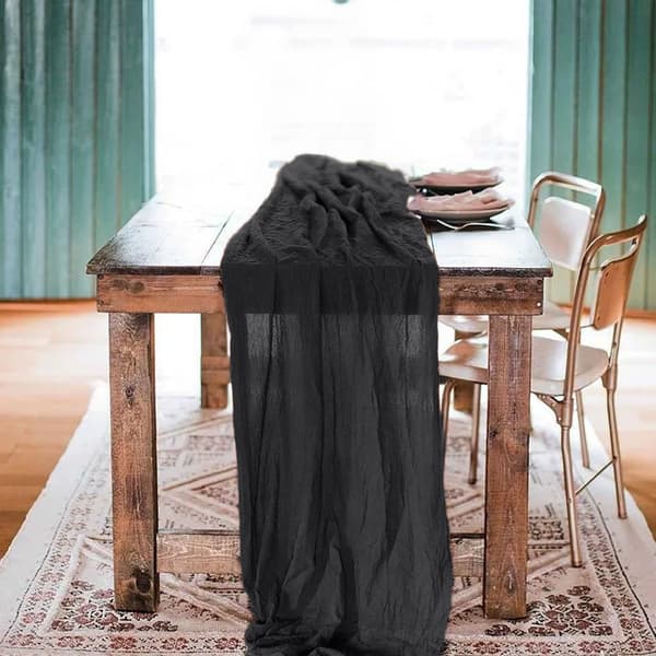 Bordløber boho folder sort rustik til bord delikat 90x300 cm