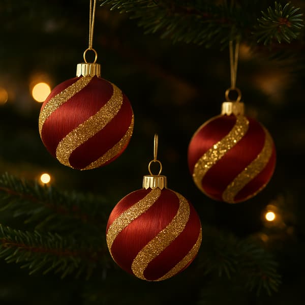 TG78529-3 STYROFOAMBOLLAR 6 ST. BORNED RÖDA GLITTER