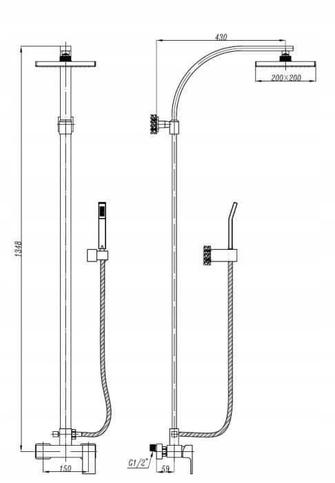 PAN-50 KVADRATISKT DUSCHSET