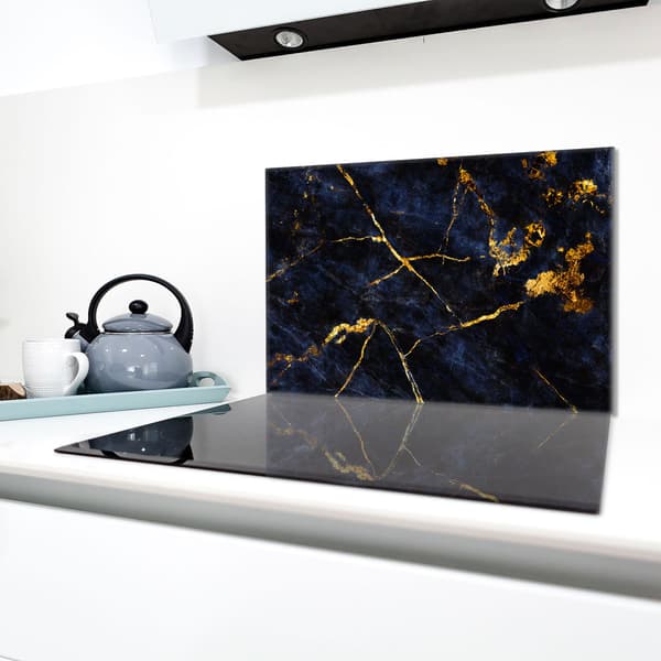 Skyddsplatta för spis i glas 80x52 marmor