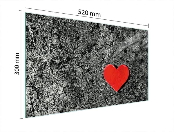 GLASSKÆREBRÆT 52x30 HJERTE