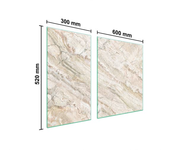 GLASBESKYTTELSESPLADE TIL KOMFUR 90x52 MARMOR