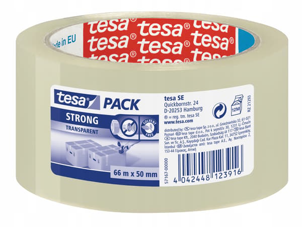 tesa STRONG packtejp 66 m x 50 mm transparent