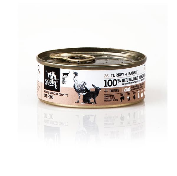 3COTY Kalkon med kanin - våtfoder för katter - 12x80g