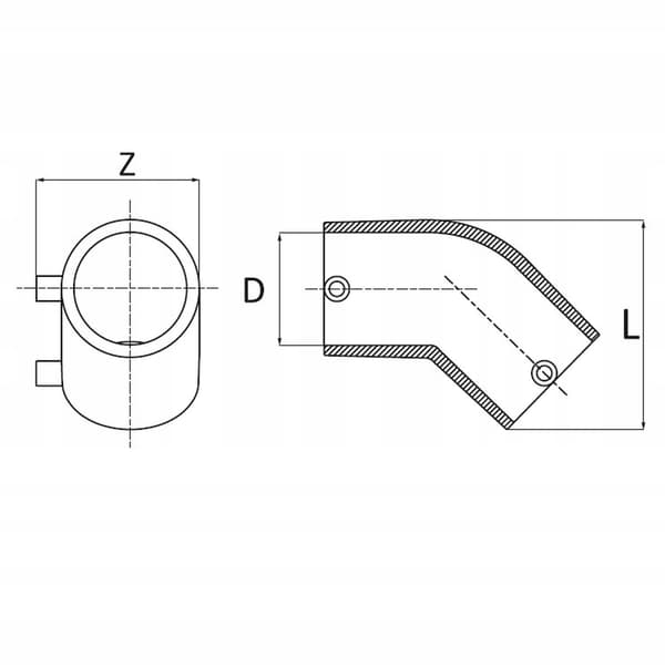 PE-ALBUE ELEKTROFUSIONSFITTING 45 GRADER 40MM PE100 SDR11 EF