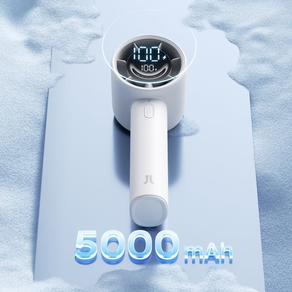 Mini bærbar ventilator 5000mAh LED - grå