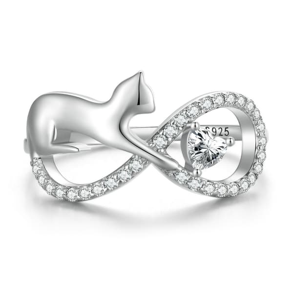 Sølv Infinity Kat Ring Størrelse 17