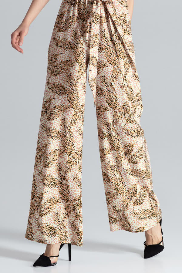 V-ringad jumpsuit med vide ben i leopardmønster M662, størrelse S