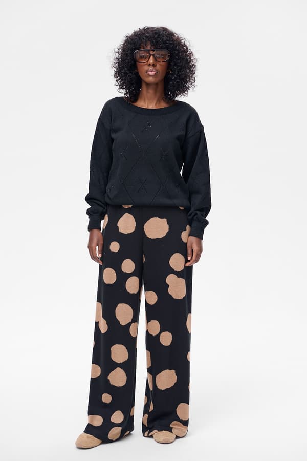 Dame Kashy Bukser Sort / Beige 36/38