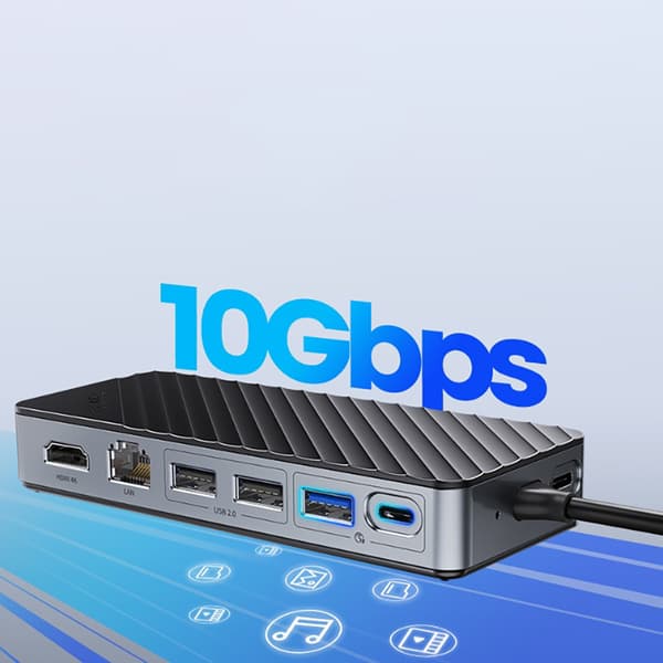 OM28PR-G2 Hub Dockingstation med M.2-drevbås USB-C - USB-A USB-C HDMI Ethernet - Sort
