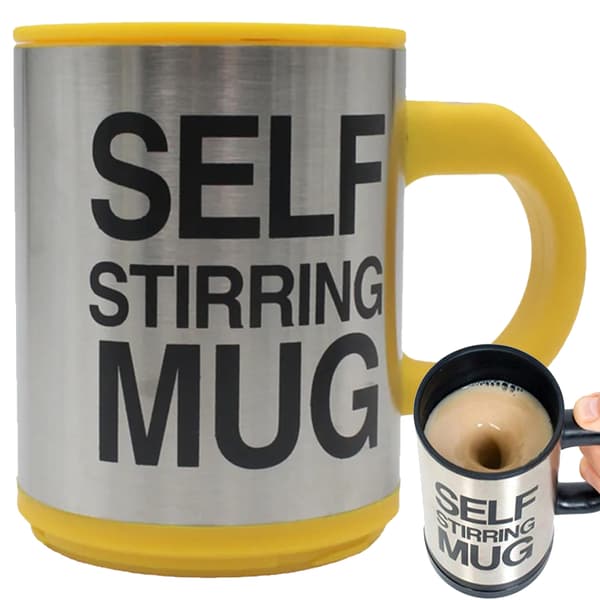 Termokop med selvomrørning til kaffe og te, gul, 350 ml