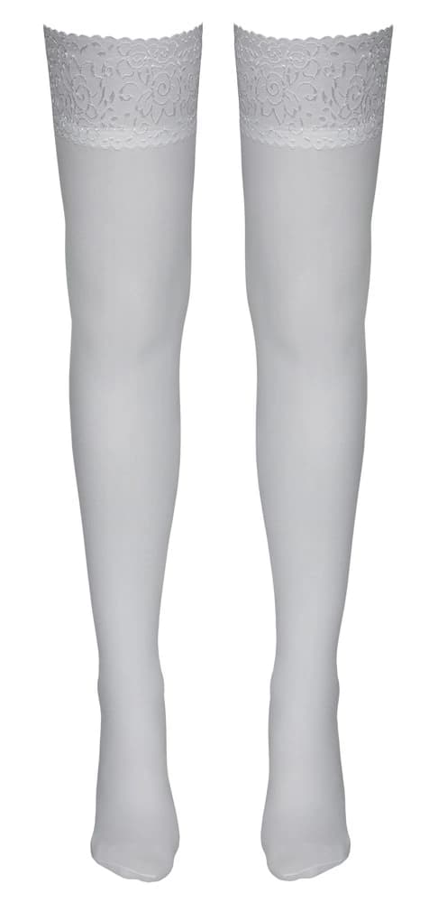 Cottelli LEGWEAR Hvide Klassiske Blondestrømper S