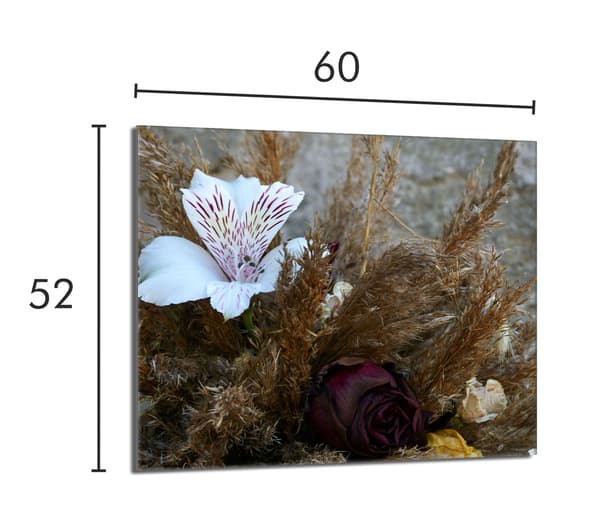 Skyddsplatta i glas för kaminen 60x52 Orchidea
