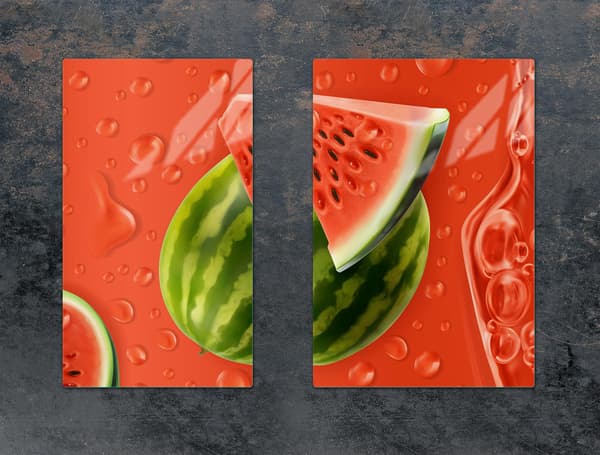GLASPLADE TIL KØKKEN 65x52 VANDMELON