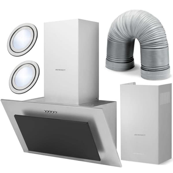 Emhætte med skorsten 60 cm inox + sort BT-209
