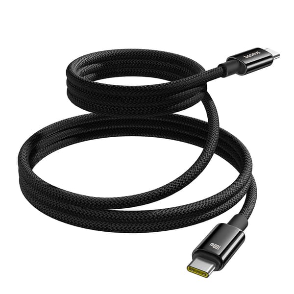Wolfram Guld Kabel med Magnetisk Organizer USB-C 100W 1m - Sort