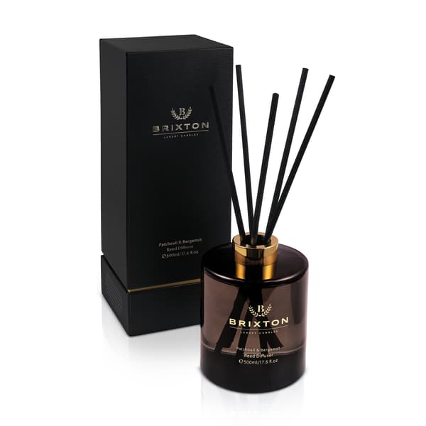 BRIXTON 500ml Patchouli & Bergamott Homms Glasdoftdiffusor med rör