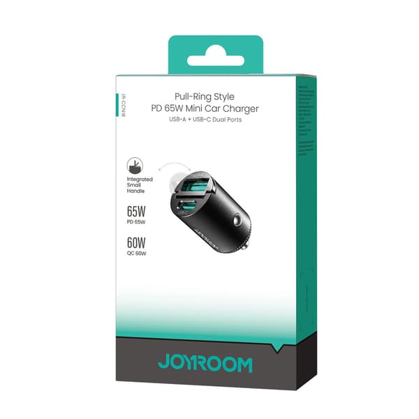USB-A USB-C 65W Biloplader - Sort