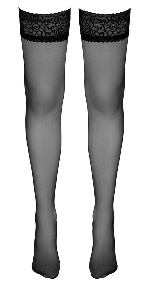 Cottelli LEGWEAR Sorte Klassiske Blondestrømper 2