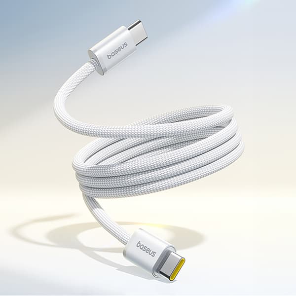 USB-C 100W 1m flätad magnetisk kabel - vit