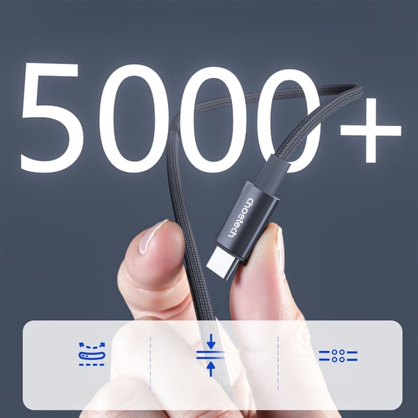 USB-C-kabel med skærm PD 60W 1,2m - Sort