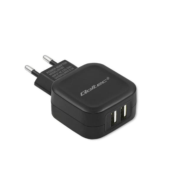 Qoltec 12W 5V 2.4A 2xUSB vægoplader