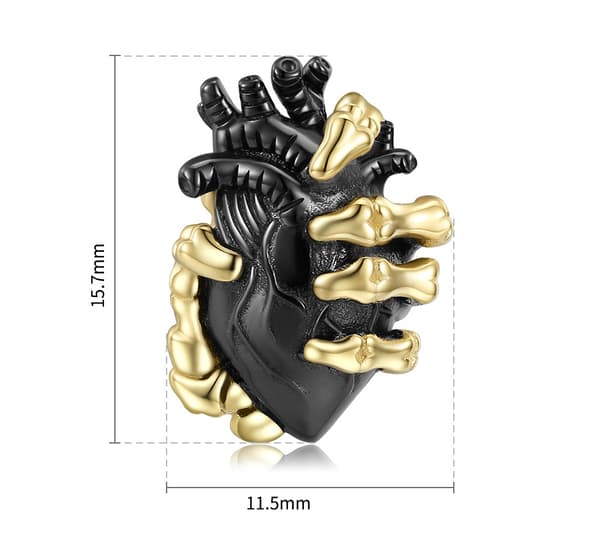 Collar de cadena de corazón negro de plata S925