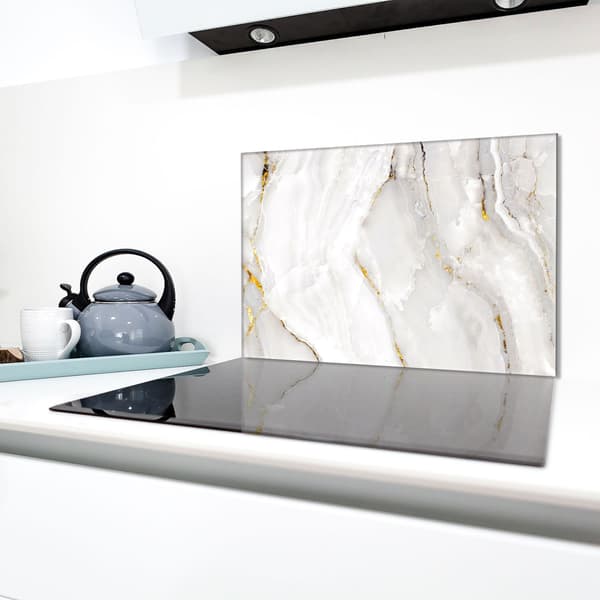 Skyddsplatta för spis i glas 80x52 marmor