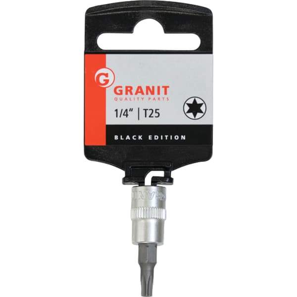 T25 torx-bit med 1/4" indvendig top, sort udgave