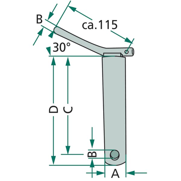 Øverste ledbolt kat. 2 diameter 25 mm længde 138 mm uden kæde