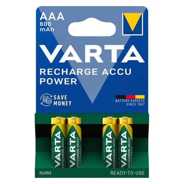 Varta LCD-batteritestkit + 800mAh NiMH AAA-batterier 4 st