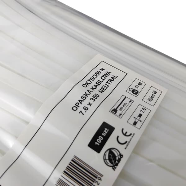 Buntbandstejp 7,6x350mm - 100st vit
