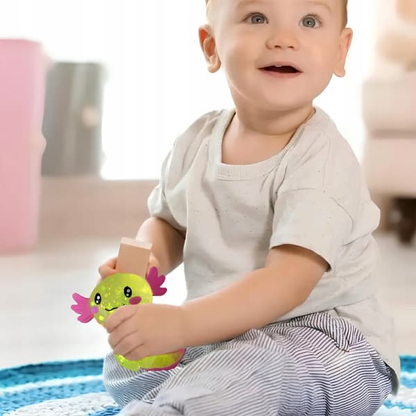Glitter anti-stress sensorisk kramsensorisk glitteraxolotl med leende