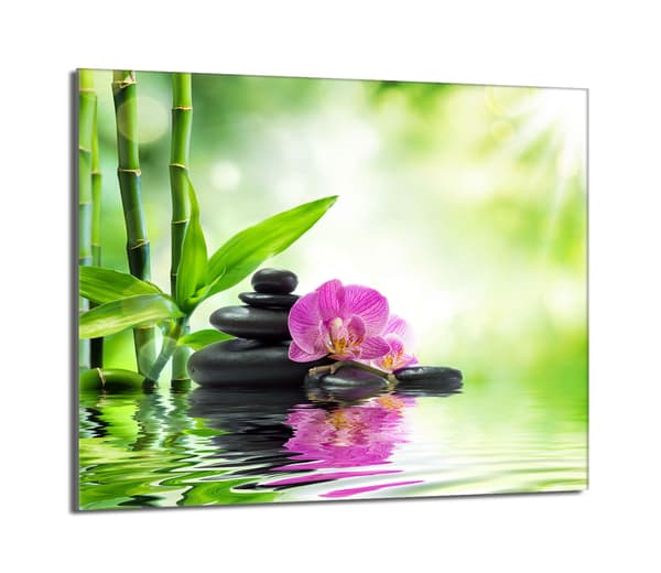 Lasinen suojalevy liedelle 60x52 Orchidea