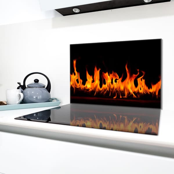 Lasinen suojalevy liedelle 80x52 Fire