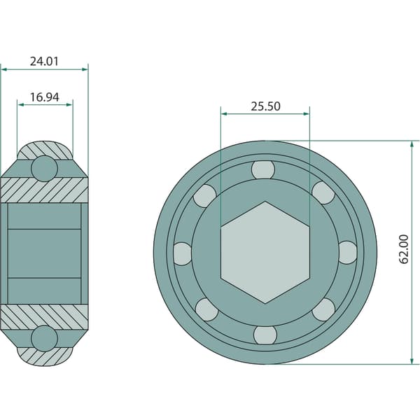 Leje 25mm 647JD9313F JD9313 granit