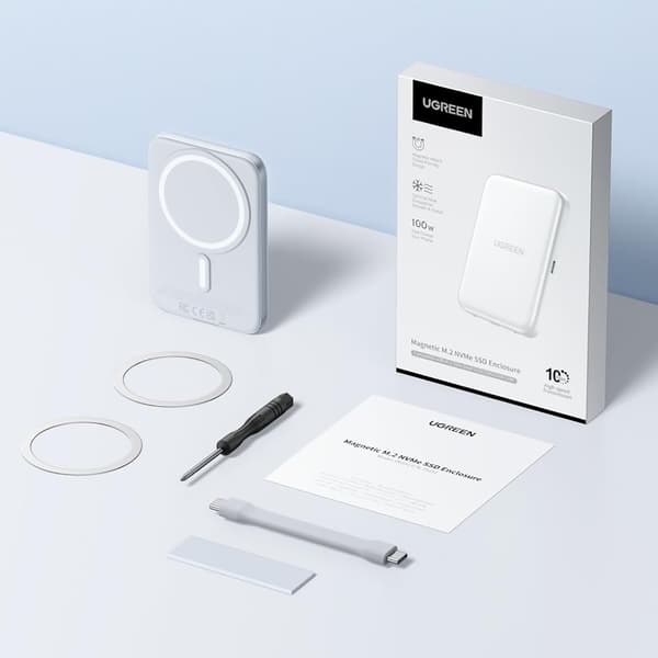 Magnetiskt M.2 NVMe SSD-chassi - Vitt