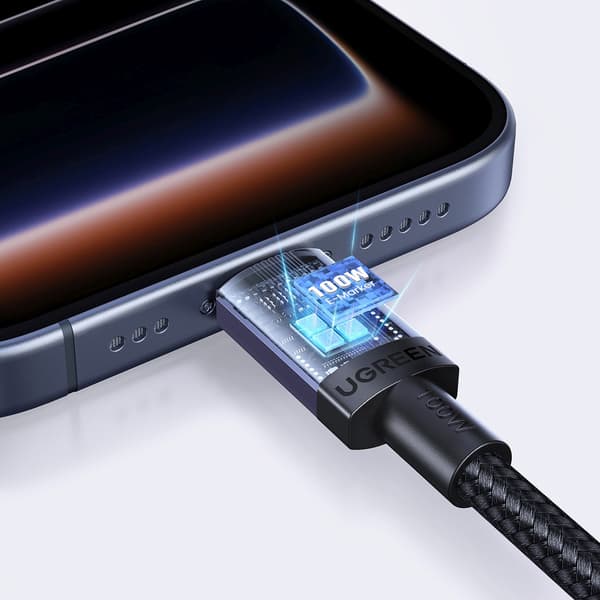 USB-C PD 100W 5A 2m Kabel - Sort