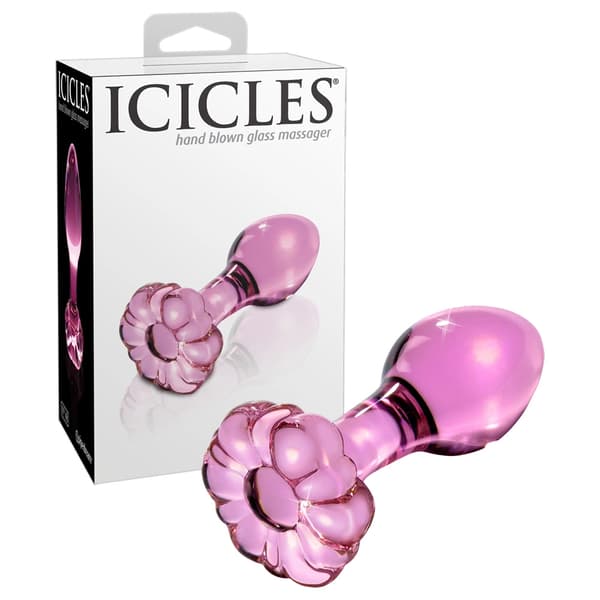Icicles Glas Anal Plug med Blomsterformet Hætte