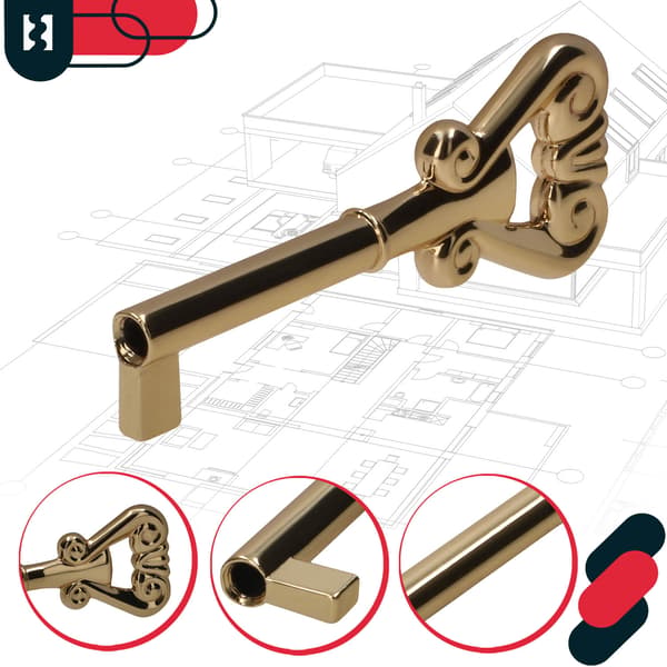 Pitkä huonekaluavain g3 messinki E-251
