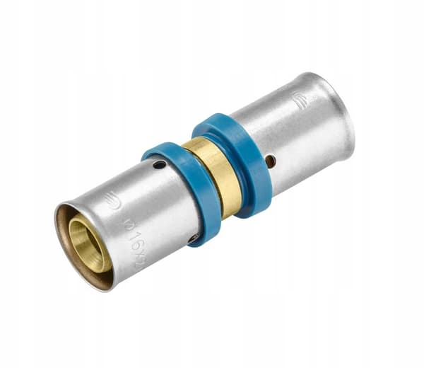 PEX-forbindelse 16x16 pres-fit-muffe med lige diameter, alupex-fitting
