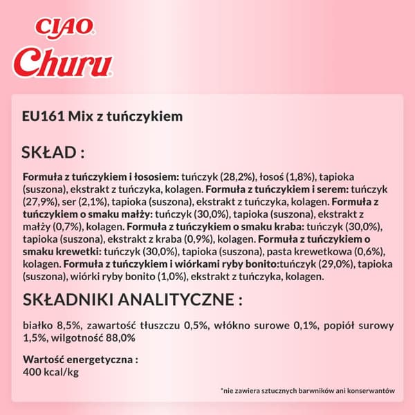 Kattgodis INABA CAT CHURU VARIETIES TONFISK 60x14g